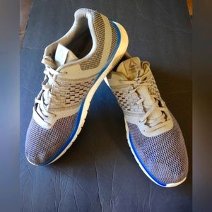 Reebok men's size 13 grey and blue comfort sneakers. Pre-owned.